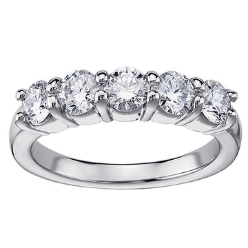 1.15 CT Classic Shared Prong Diamond Wedding Ring in 14k White/Yellow Gold